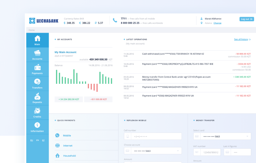 Internet Banking Platform: TsesnaBank screenshot 1